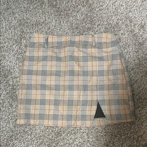 Wild Honey Beige and Black Plaid Mini Skirt
